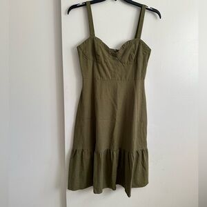 Velvet Heart Olive Mini Dress Made with Linen Rayon And Spandex
